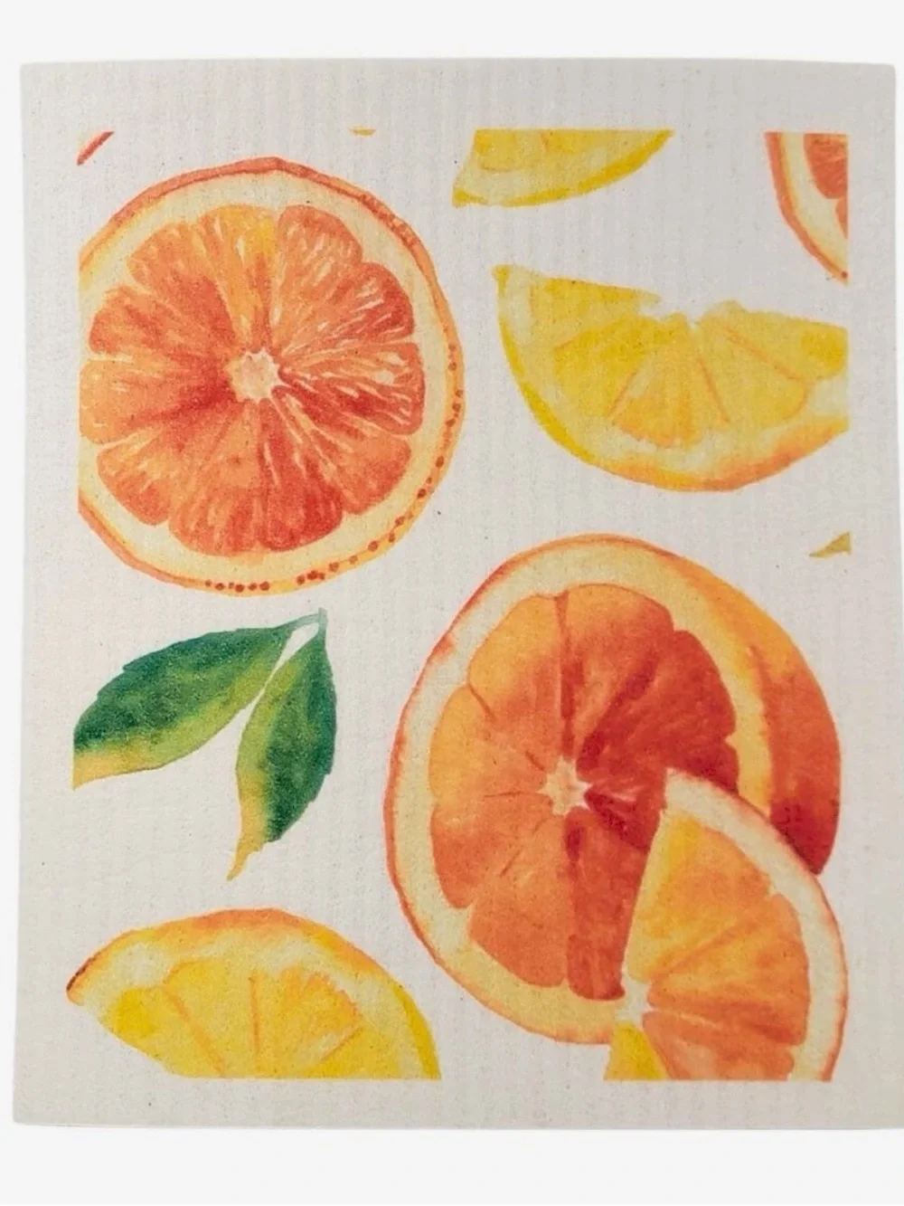 Citrus Print Swedish Towel - Orange & Yellow